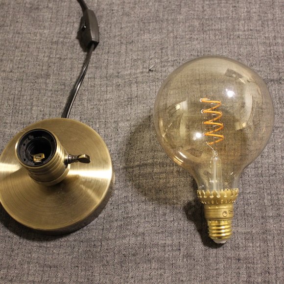 Ikea Megagram Brushed Metal Brass Table Lamp (with Large Globe Bulb) - Picture 5 of 6